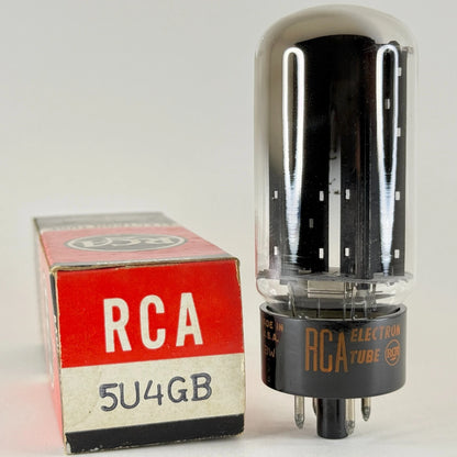(1) Tested Balanced RCA 5U4GB Tube Black Ribbed Plates Top Side O Getter Code BW