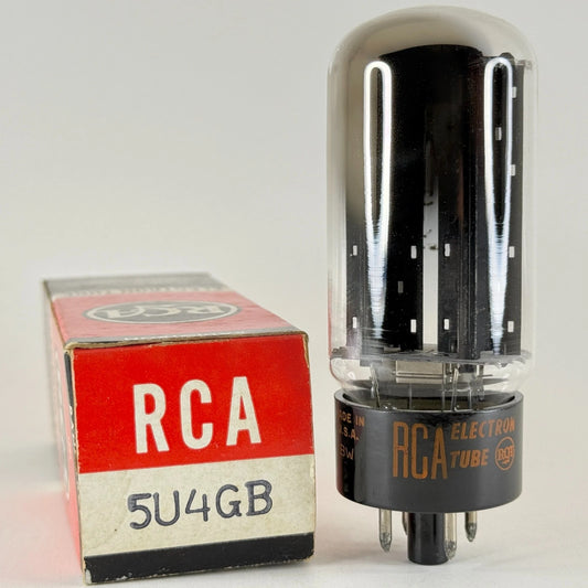 (1) Tested Balanced RCA 5U4GB Tube Black Ribbed Plates Top Side O Getter Code BW