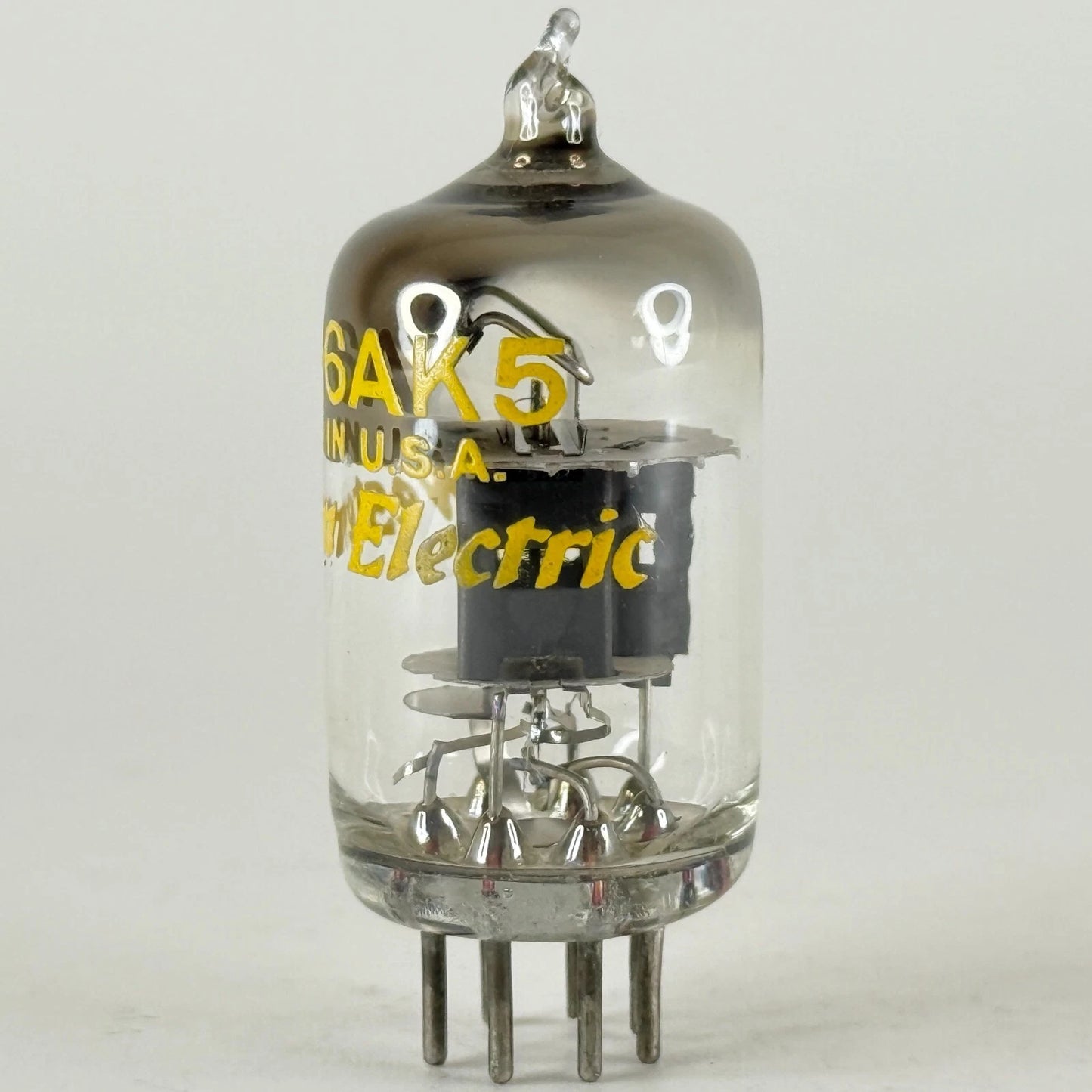 (1) Tested Western Electric JW 6AK5 Tube Black Plate Square Angled D Getter