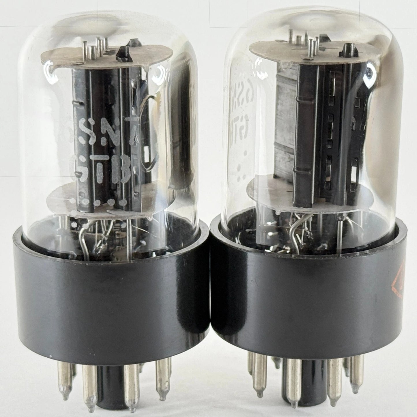 Tested Matched Pair CBS 6SN7GTB Tubes Black Angles T Plates Horseshoe 6SN7GT