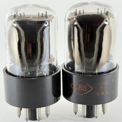 Tested Matched Pair CBS 6SN7GTB Tubes Black Angles T Plates Horseshoe 6SN7GT