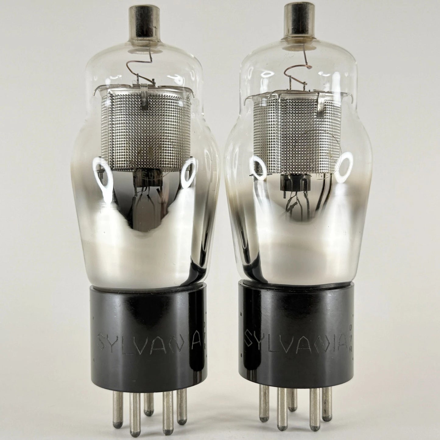 Tested Matched Pair Sylvania Type 24A Tubes Engraved Base Foil Getters Codes D7R