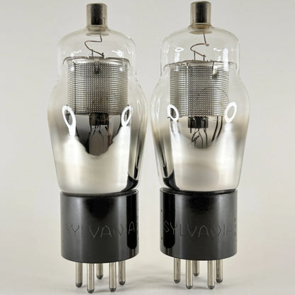 Tested Matched Pair Sylvania Type 24A Tubes Engraved Base Foil Getters Codes D7R