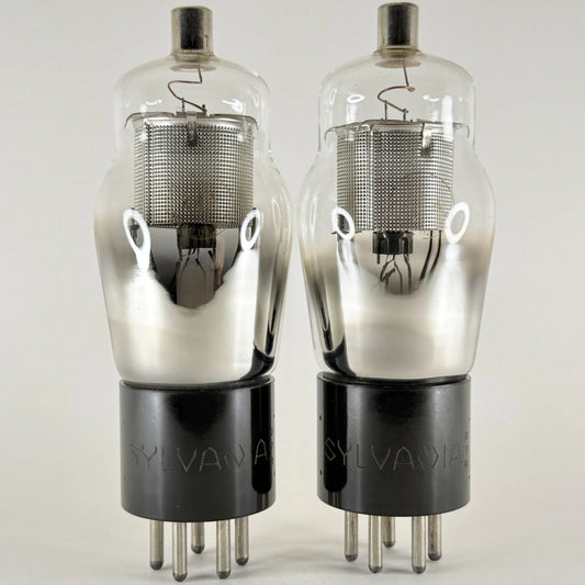 Tested Matched Pair Sylvania Type 24A Tubes Engraved Base Foil Getters Codes D7R