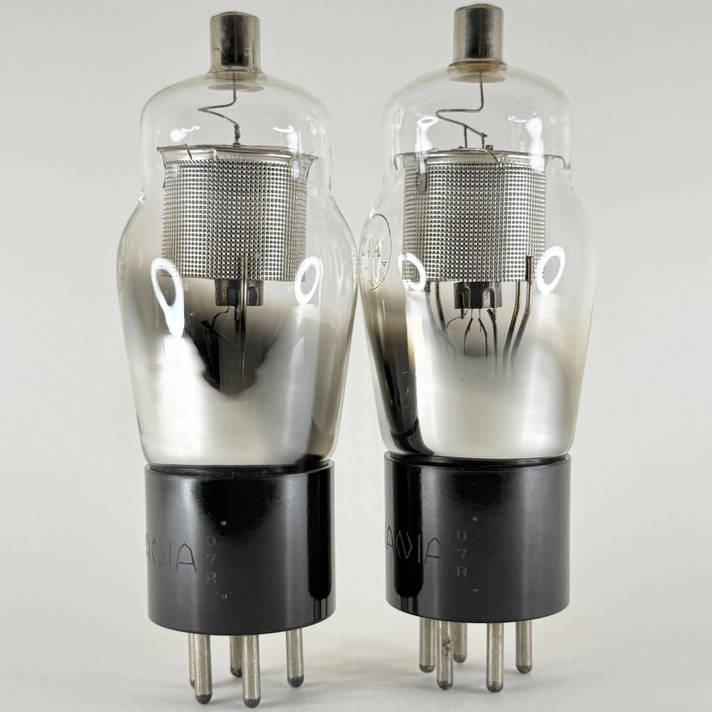 Tested Matched Pair Sylvania Type 24A Tubes Engraved Base Foil Getters Codes D7R