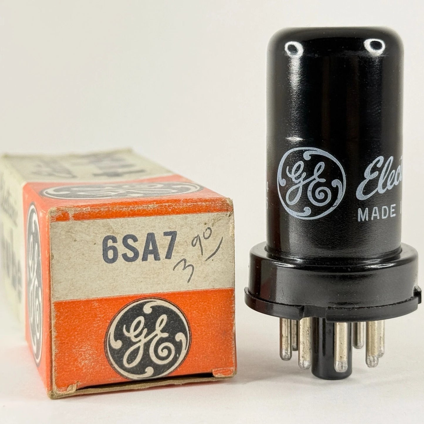 (1) Tested Strong GE 6SA7 Tube with Box Date Code 61-04 Pentagrid Converter Tube
