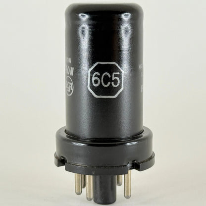 (1) Tested RCA 6C5 Tube Date Code 817 Medium Mu Triode Black Metal Tube