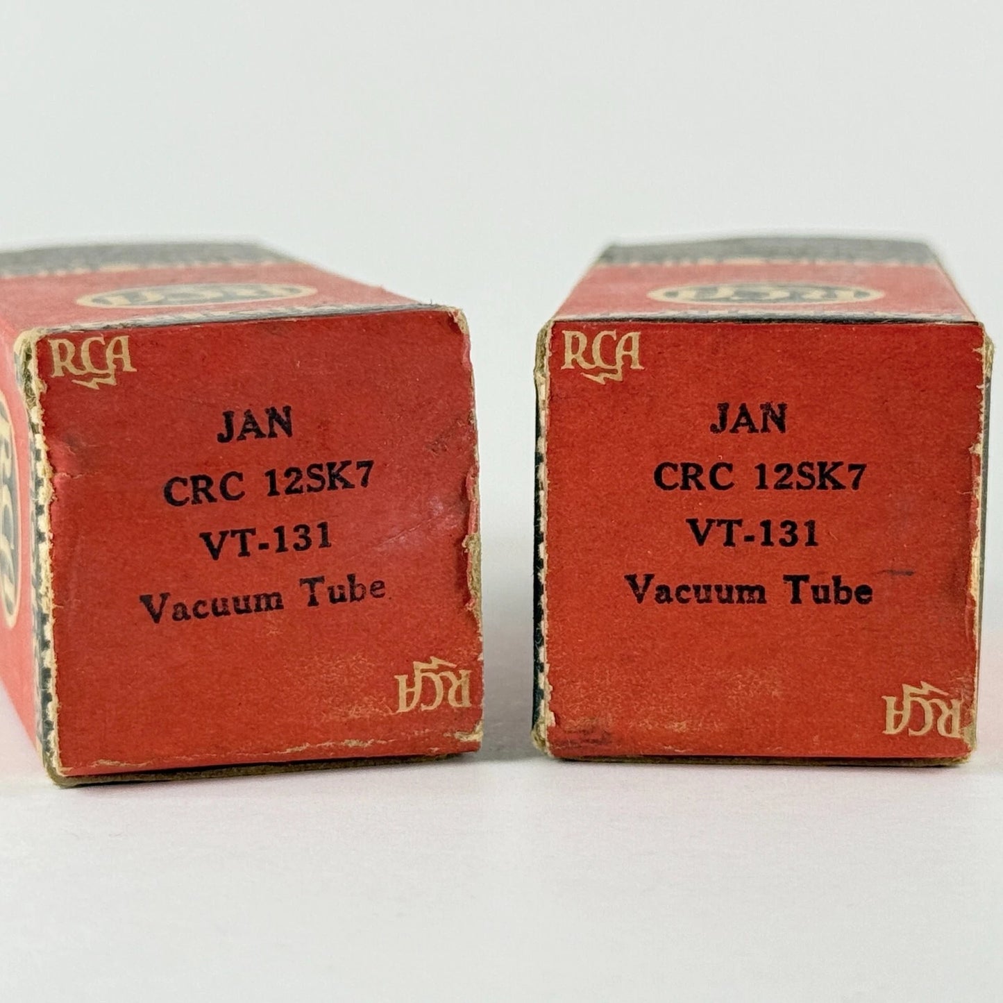 Matched Pair 1943 RCA JAN CRC 12SK7 Tubes Codes H5E & H6E RCA VT-131 Tubes (a)