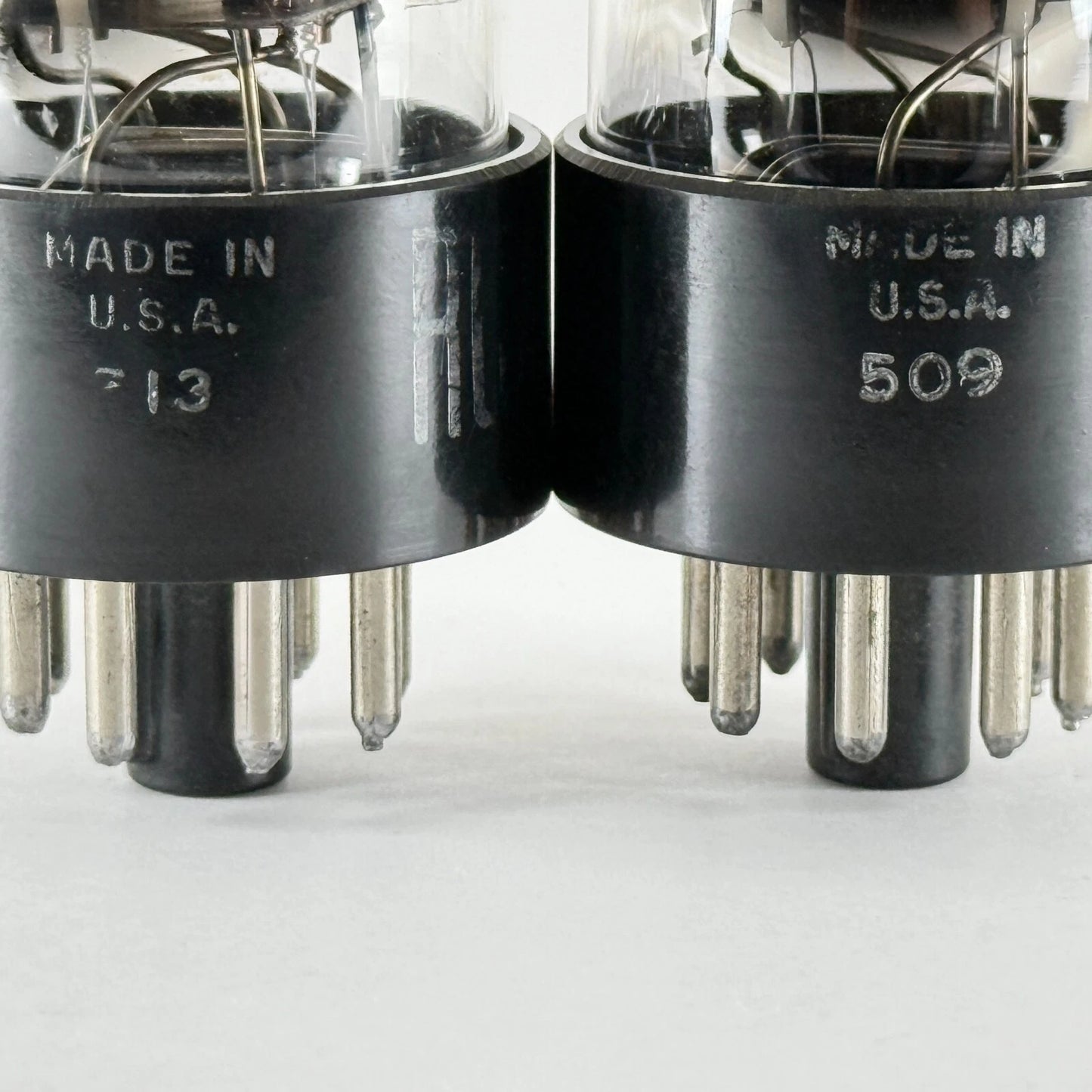 Tested Matched Pair RCA 6SN7 GTA Tubes Copper Grid Posts Black Plates 713 & 509