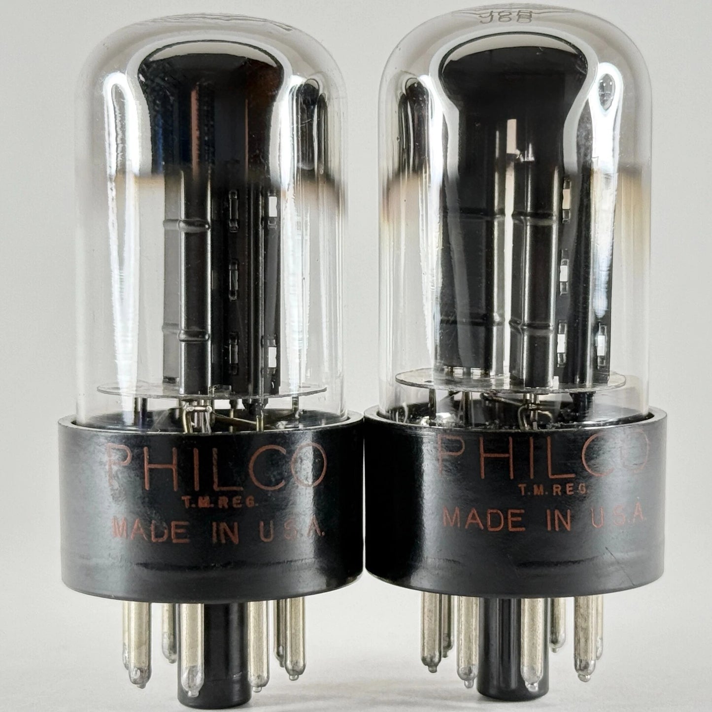 Matched Pair Philco 6SN7GTB Tubes Black Angle Plates 57-04 57-08 6SN7GT