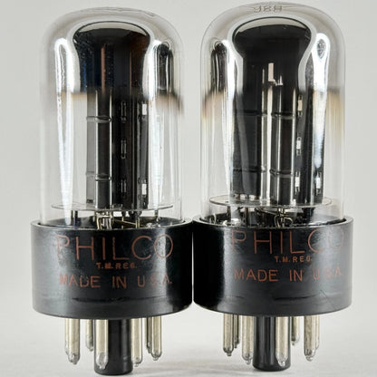 Matched Pair Philco 6SN7GTB Tubes Black Angle Plates 57-04 57-08 6SN7GT