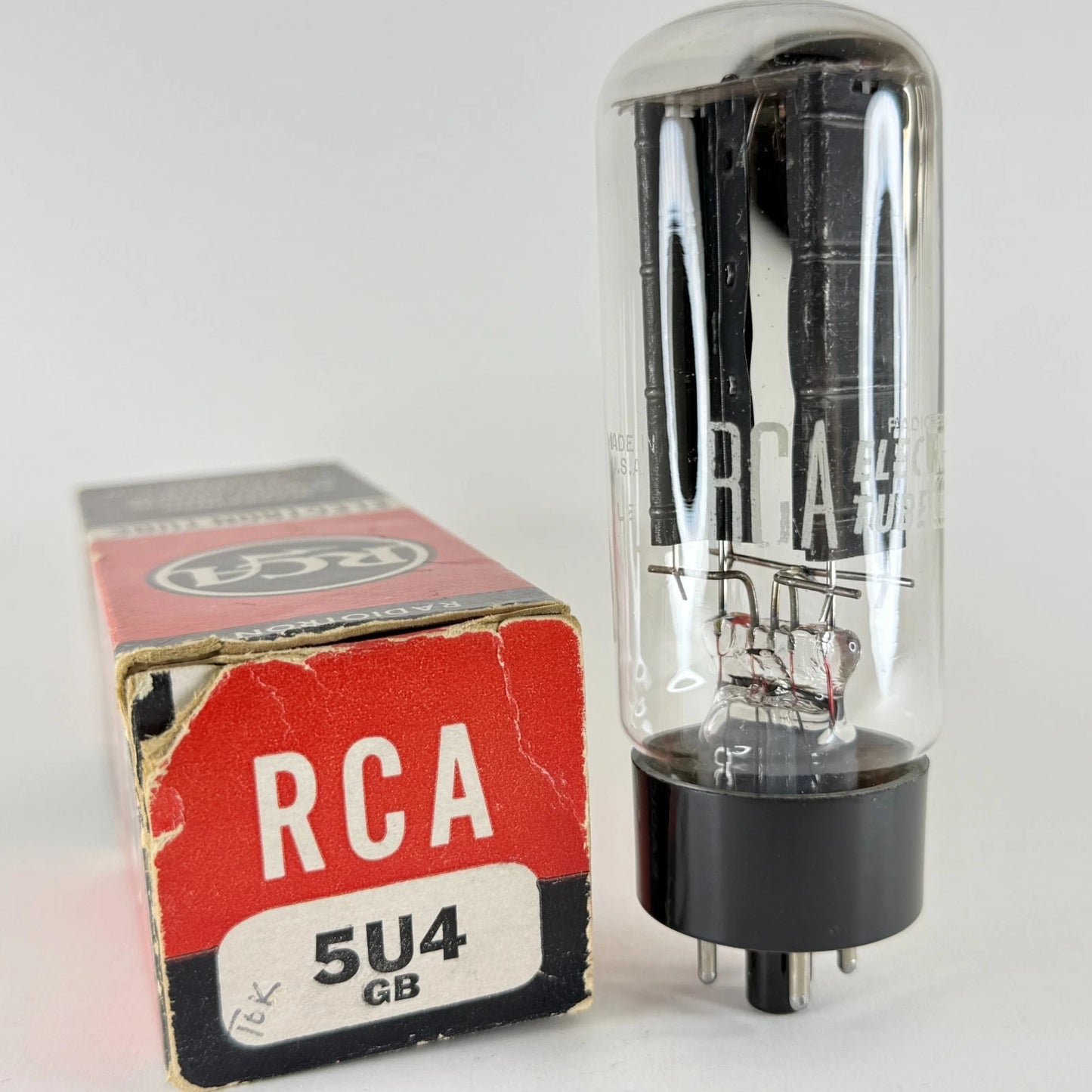 (1) Tested Strong RCA 5U4GB Tube Tall Bottle Black Ribbed Plate D Getter Code LE
