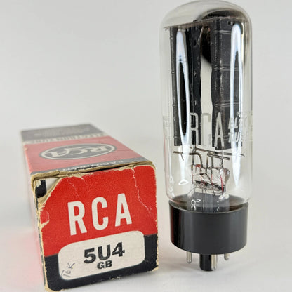 (1) Tested Strong RCA 5U4GB Tube Tall Bottle Black Ribbed Plate D Getter Code LE