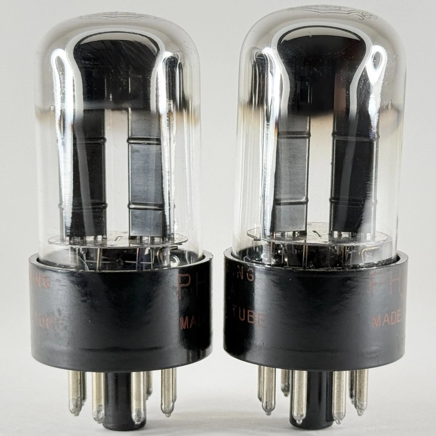 Matched Pair Philco 6SN7GTB Tubes Black Angle Plates 57-04 57-08 6SN7GT
