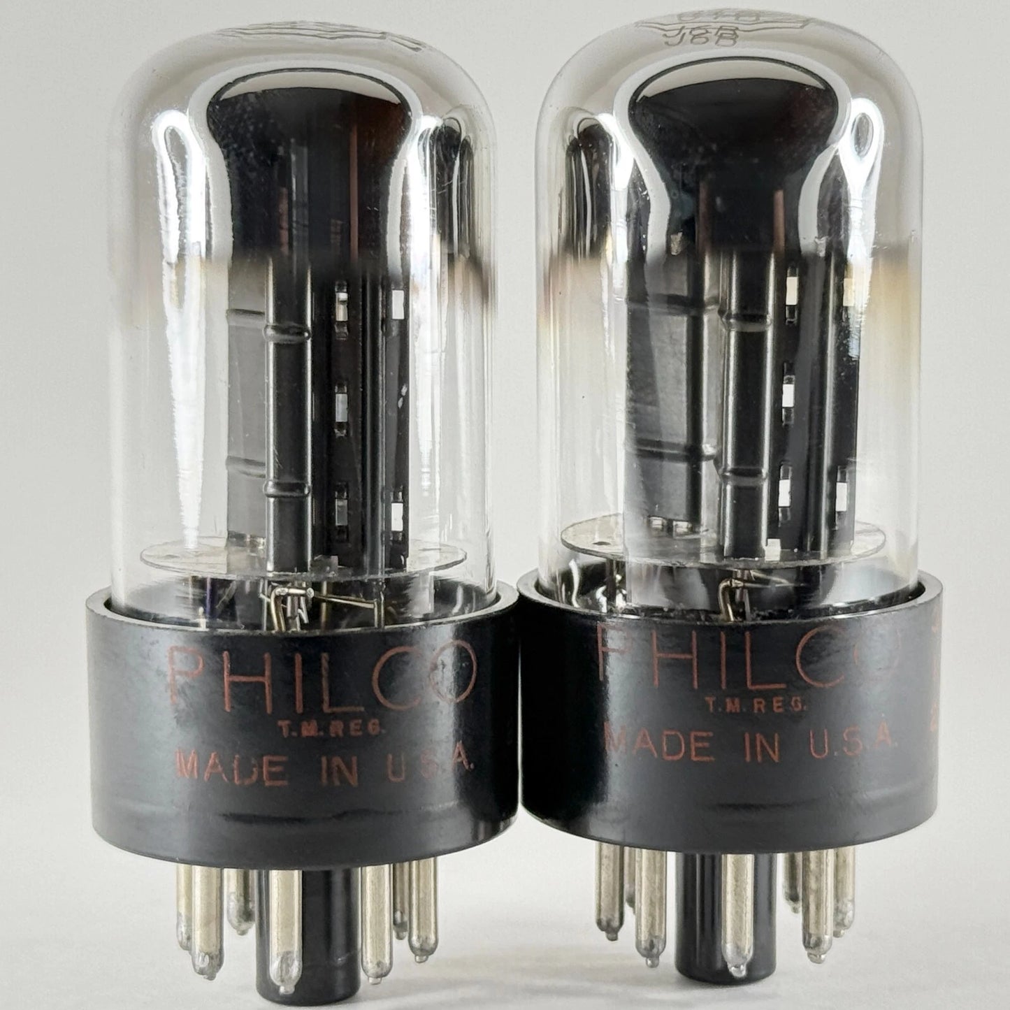 Matched Pair Philco 6SN7GTB Tubes Black Angle Plates 57-04 57-08 6SN7GT