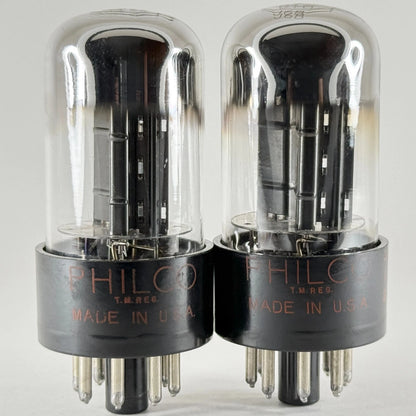 Matched Pair Philco 6SN7GTB Tubes Black Angle Plates 57-04 57-08 6SN7GT