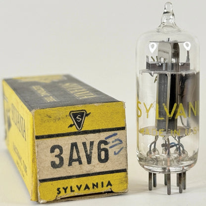 (1) Tested Sylvania 3AV6 Tube with Box Date Code ACG Twin Diode High Mu Triode