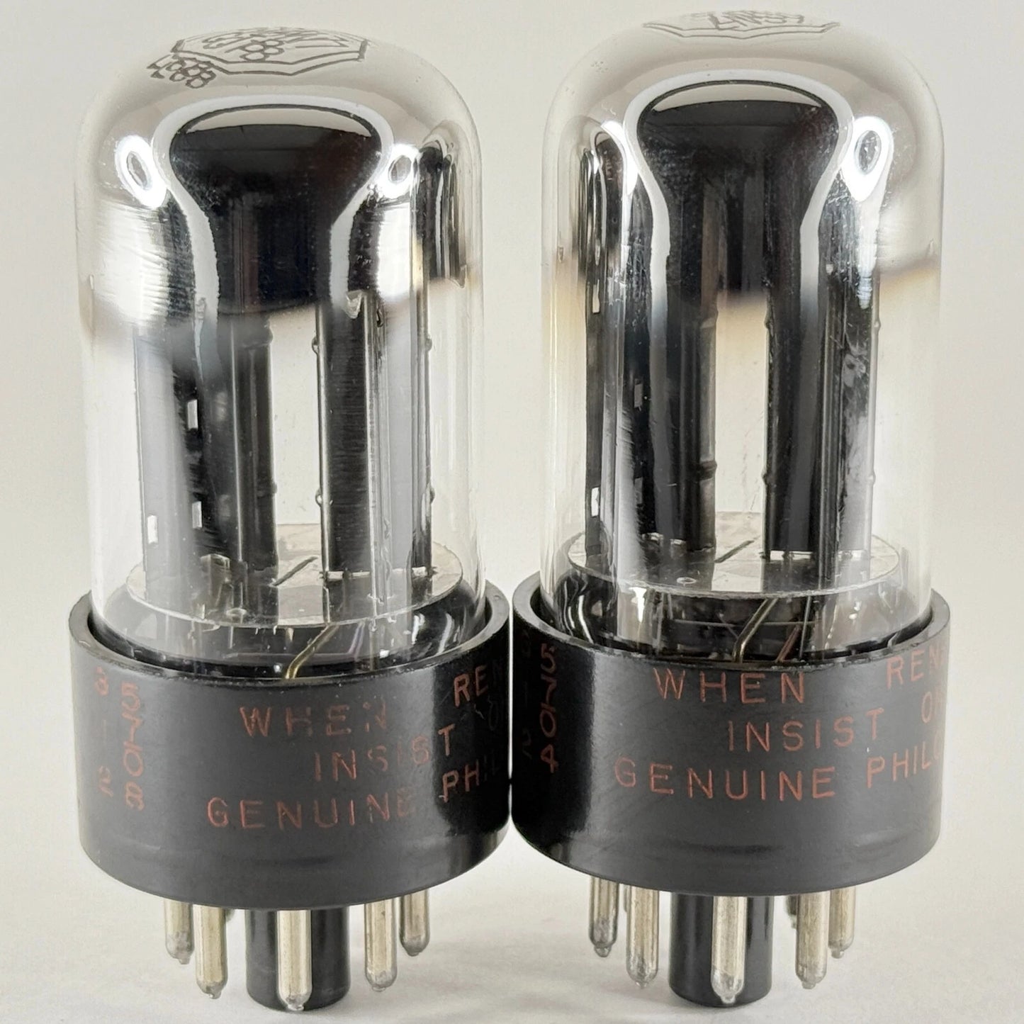 Matched Pair Philco 6SN7GTB Tubes Black Angle Plates 57-04 57-08 6SN7GT