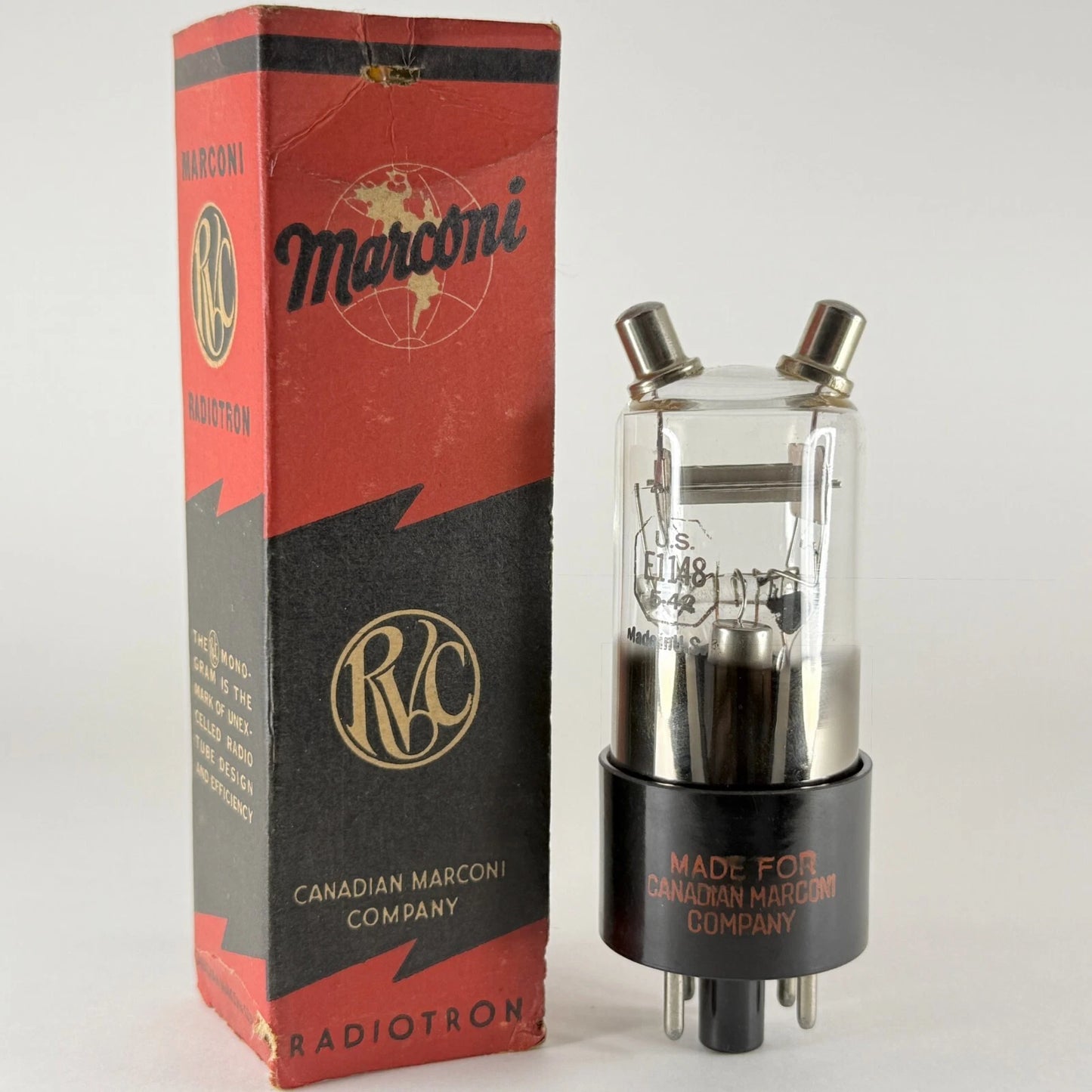 (1) Tested Marconi Radiotron E1148 Tube with Box Date Code 5-42 Amp Oscillator
