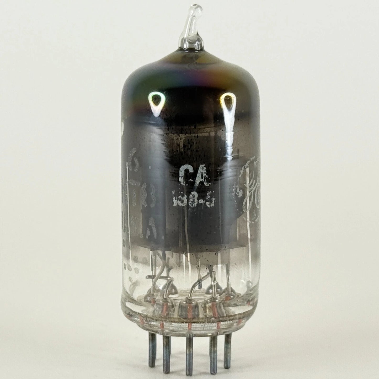 (1) Tested Strong GE 6KT8 Tube Rainbow Glass Getter Code CA Triode Pentode Tube