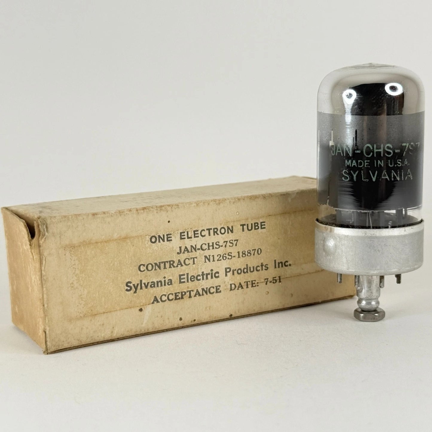 (1) Tested 1951 Sylvania JAN CHS 7S7 Tube and Box Code 126 Loctal Triode Heptode