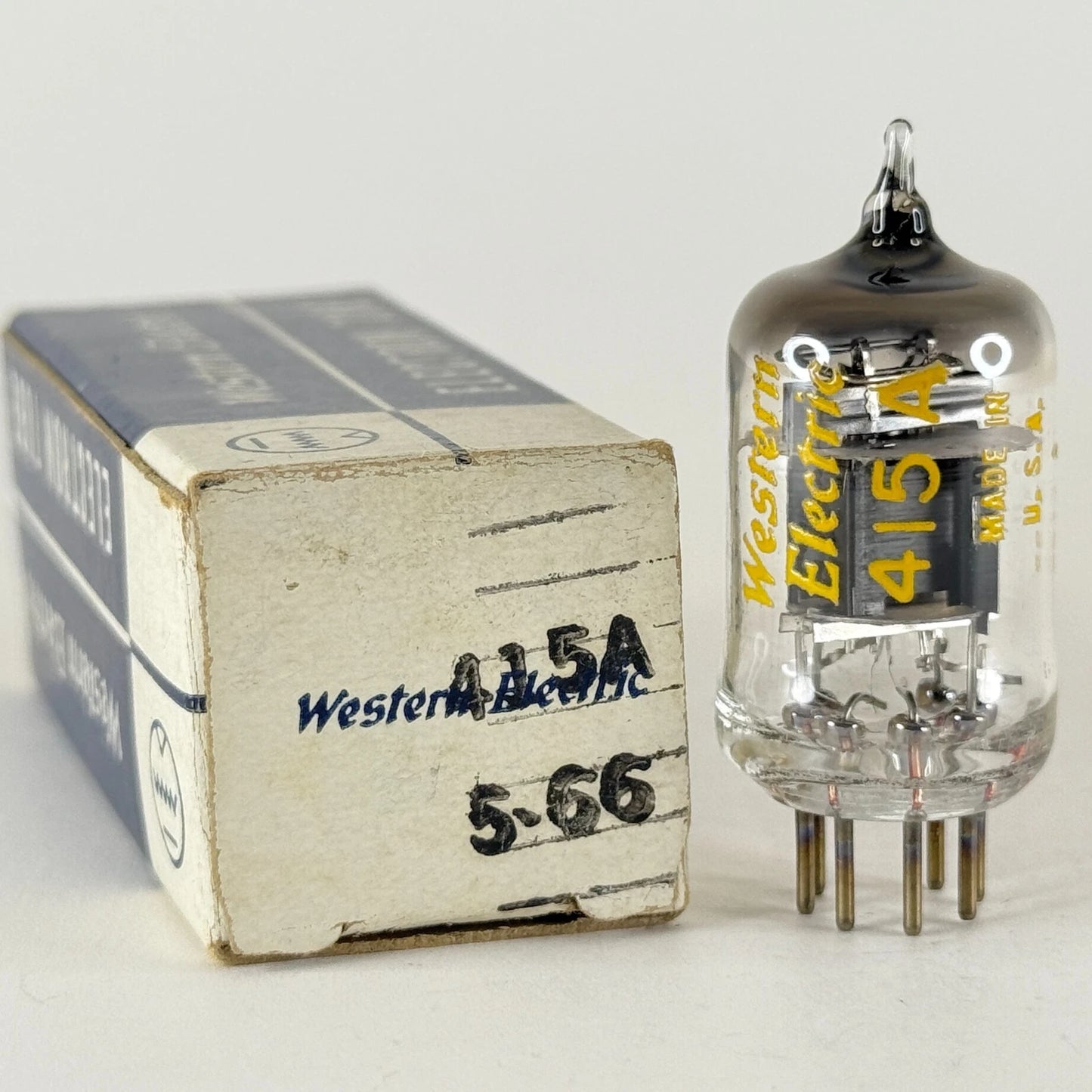(1) Tested 1966 Western Electric 415A Tube with Box Black Plates Code 6613