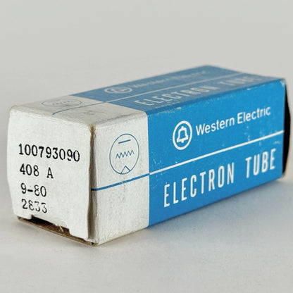 (1) Tested 1980 Western Electric 408A Tube with Box Black Plate O Halo Code 8039