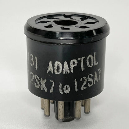 Vintage Adaptol No. 131 Tube Socket Adapter Convert 12SK7 Tube to 12SA7 Tube (a)