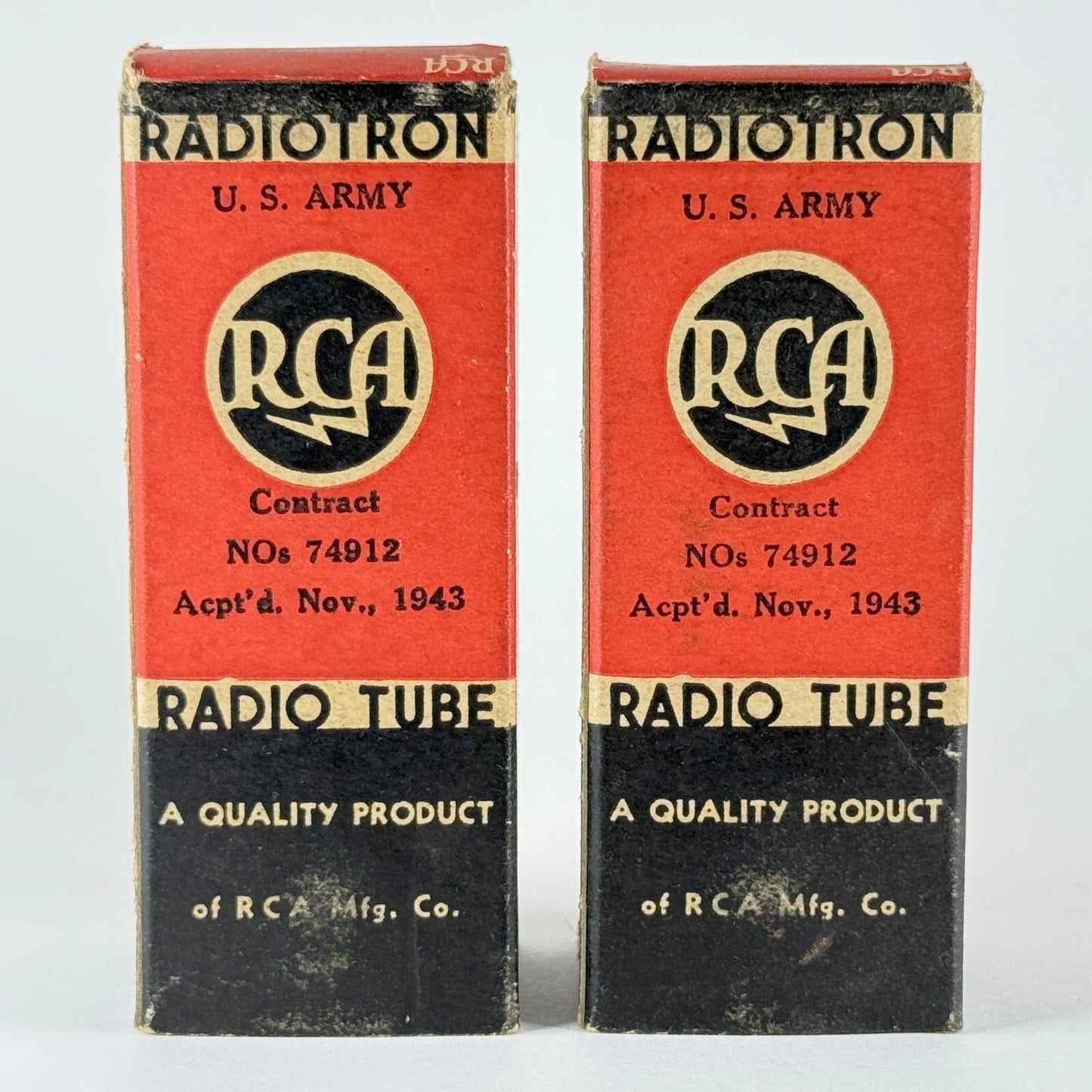 Matched Pair 1943 RCA JAN CRC 12SK7 Tubes Codes H5E & H6E RCA VT-131 Tubes (a)