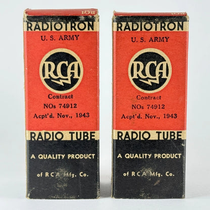 Matched Pair 1943 RCA JAN CRC 12SK7 Tubes Codes H5E & H6E RCA VT-131 Tubes (a)