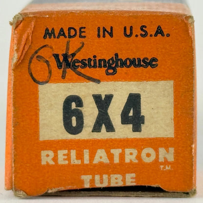 (1) Tested Westinghouse 6X4 Tube with Box Code 3R52 Full Wave Rectifier Tube