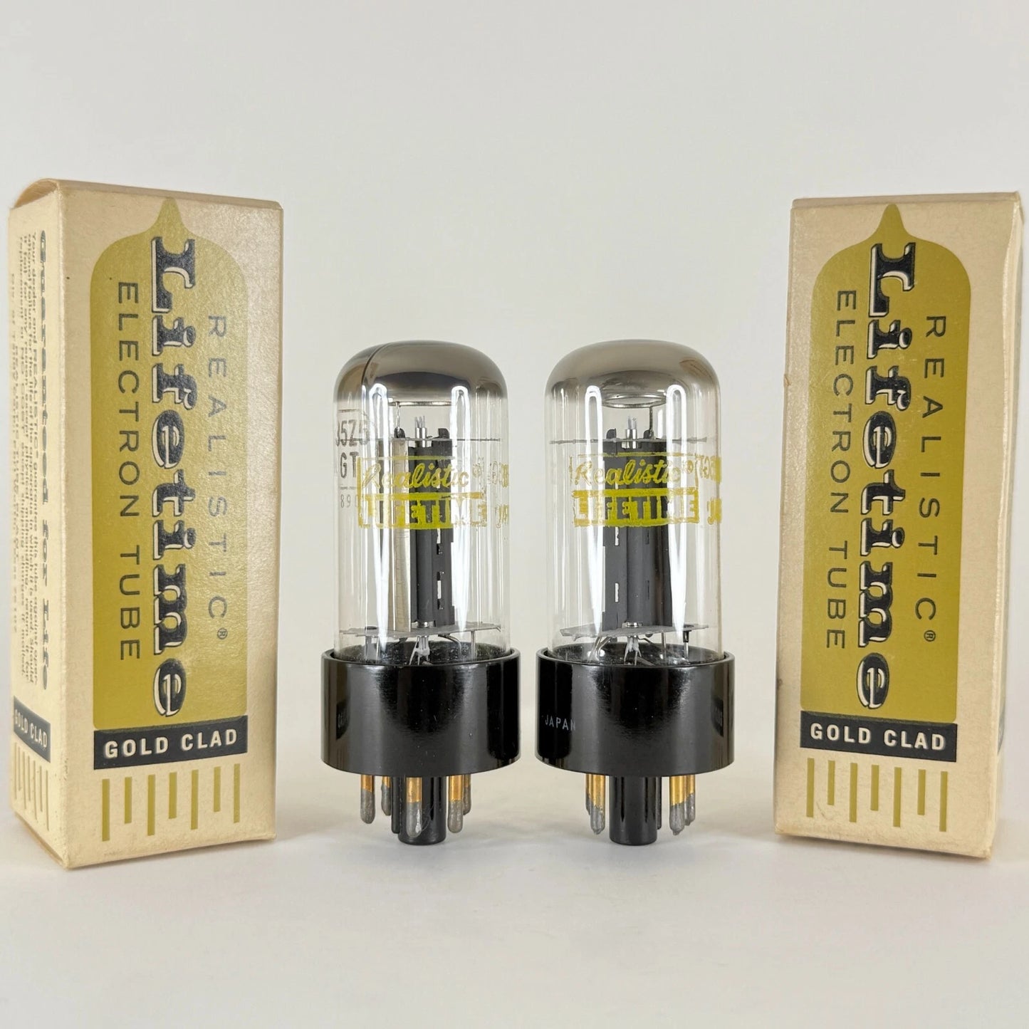 Tested Matched Pair Realistic 35Z5GT Tubes Gold Clad Japan with Boxes 35Z5 GT