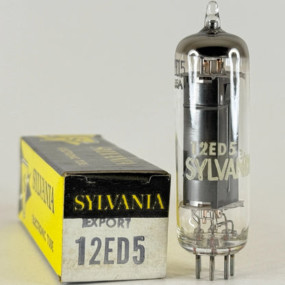 (1) Tested Very Strong Sylvania Export 12ED5 Tube with Box Date Code RAE (e)