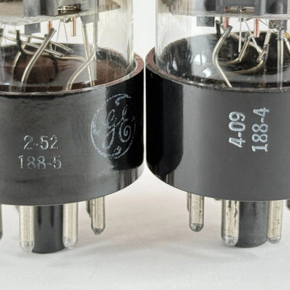 Tested Matched Pair GE 6SN7 GTA Tubes Copper Grid Posts Horseshoe 4-09 & 2-52