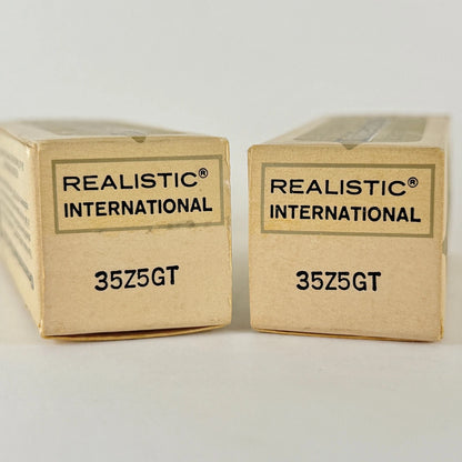 Tested Matched Pair Realistic 35Z5GT Tubes Gold Clad Japan with Boxes 35Z5 GT