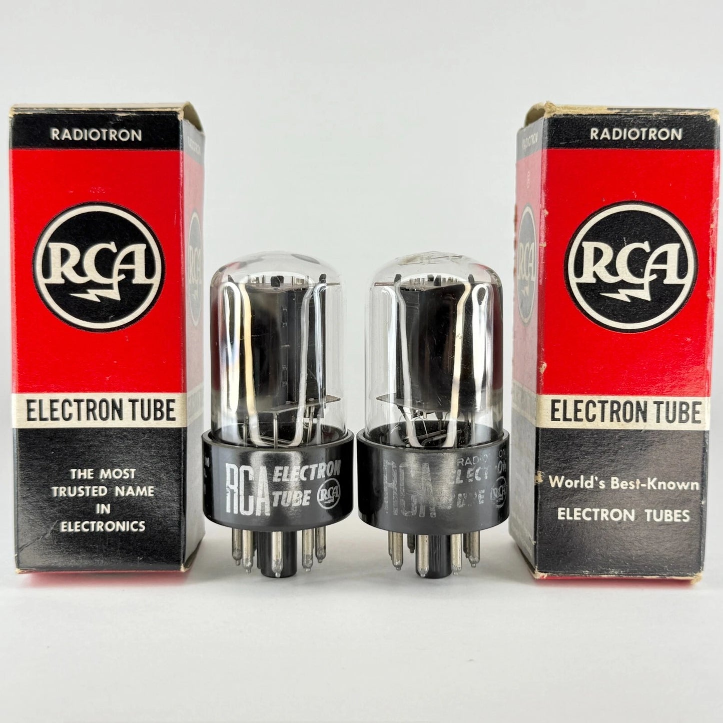 Tested Matched Pair RCA 6SN7GTB Tubes & Boxes Black Plates Codes LM 57-22 6SN7GT