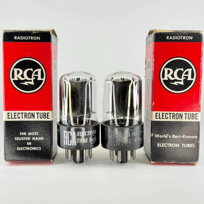 Tested Matched Pair RCA 6SN7GTB Tubes & Boxes Black Plates Codes LM 57-22 6SN7GT