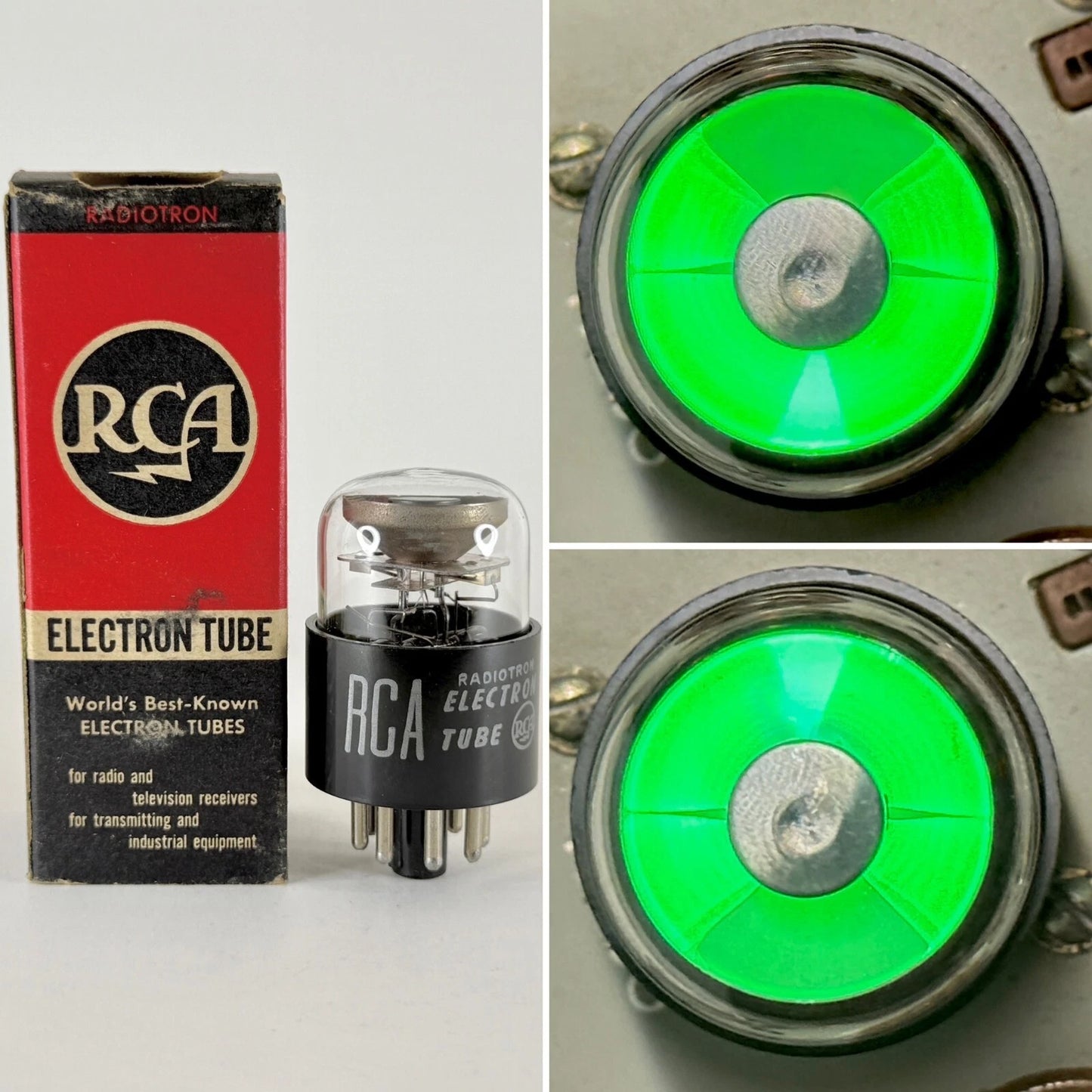 (1) NOS Tested RCA 6AF6G Eye Tube with Box Bright Green Magic Eye Code HY
