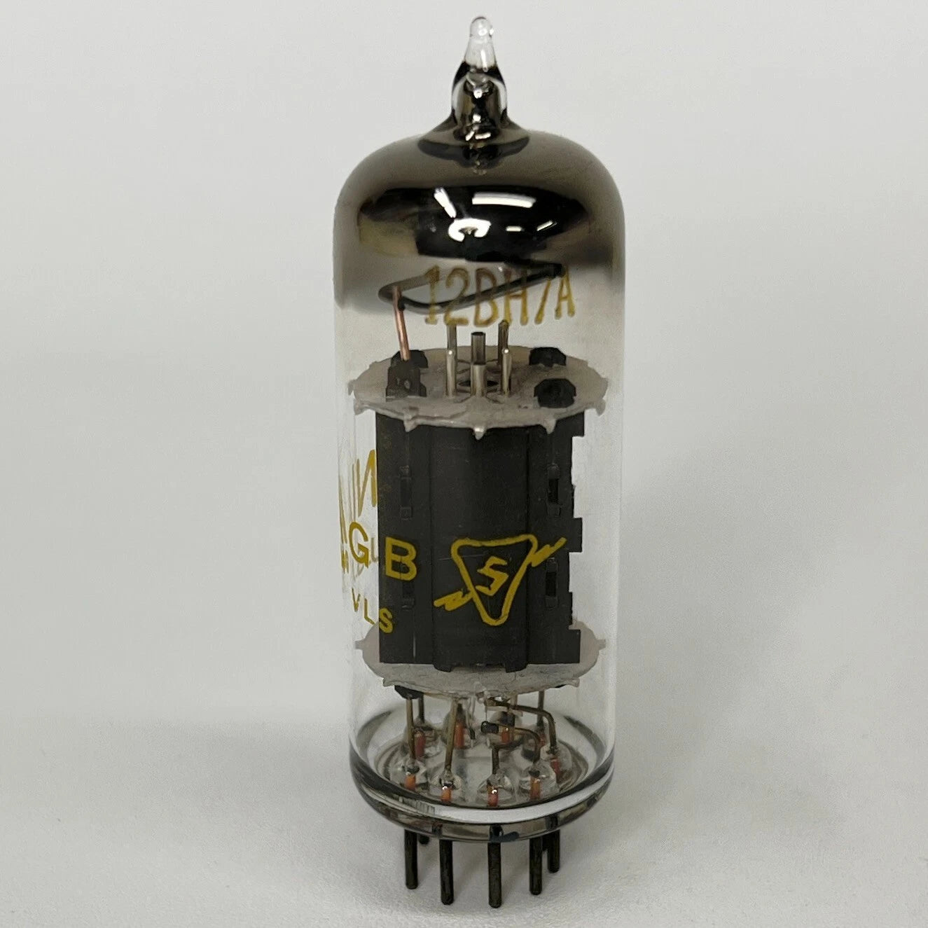(1) Tested 1960 Sylvania 12BH7A Tube and Box Code GB VLS Gray Plates Twin Triode