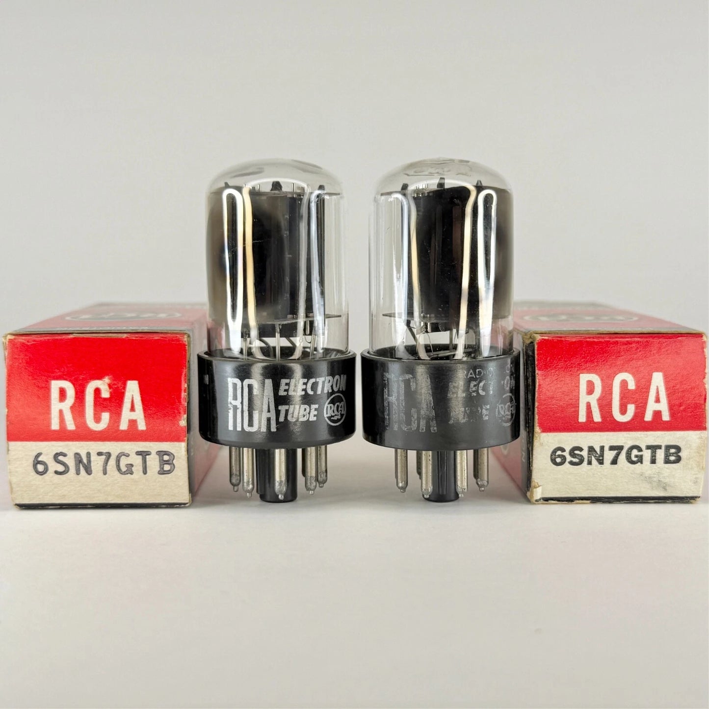 Tested Matched Pair RCA 6SN7GTB Tubes & Boxes Black Plates Codes LM 57-22 6SN7GT