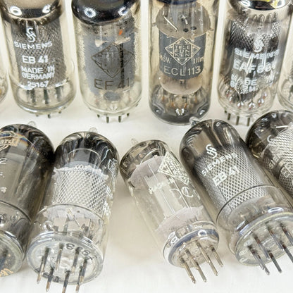Lot of (17) UNTESTED Tubes Valves Telefunken Tubes Mullard Tubes Philips & More