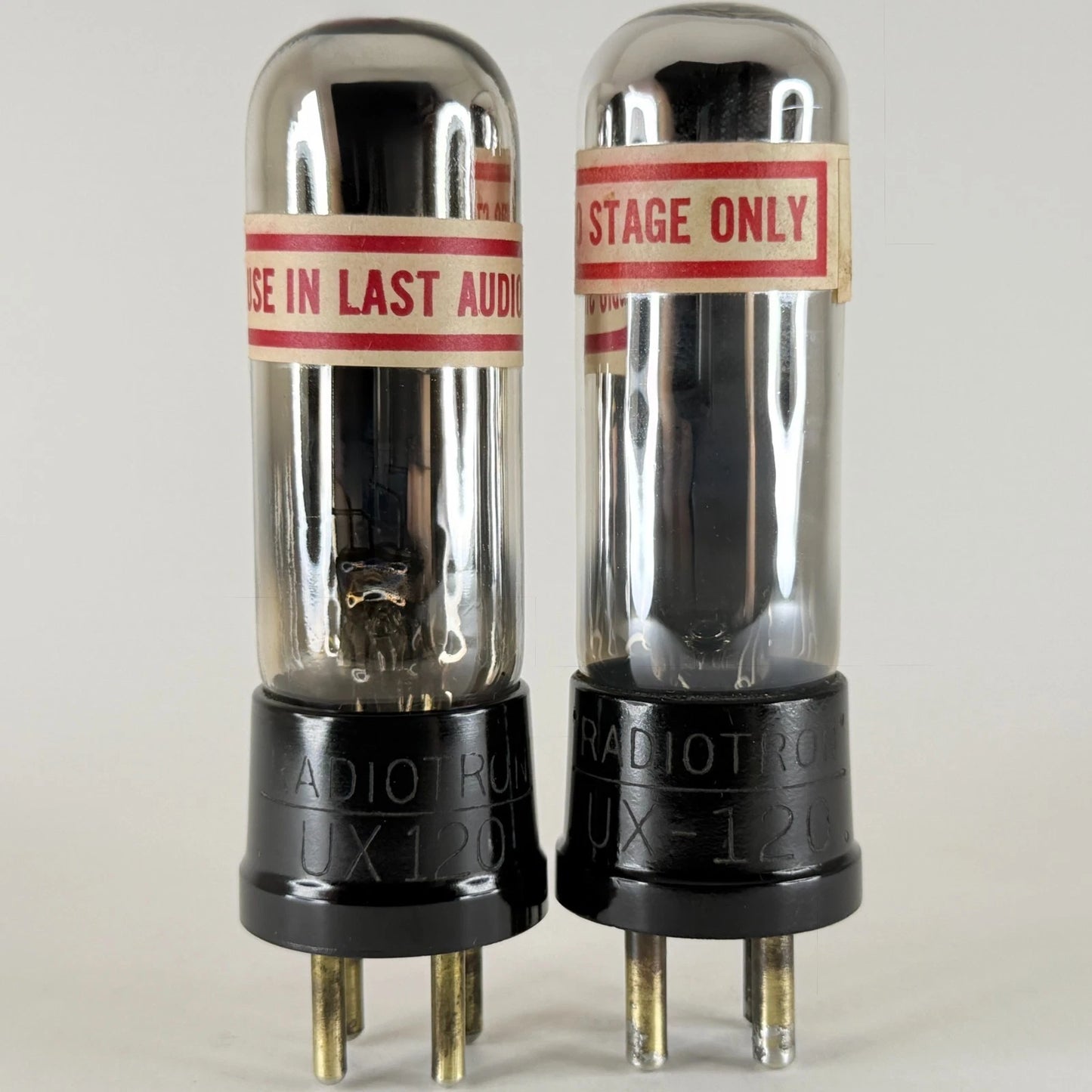 Tested Matched Pair of RCA Radiotron UX-120 Tubes Type 20 UX 120 Tubes UX120 (g)