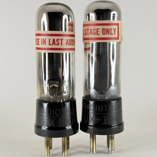 Tested Matched Pair of RCA Radiotron UX-120 Tubes Type 20 UX 120 Tubes UX120 (g)