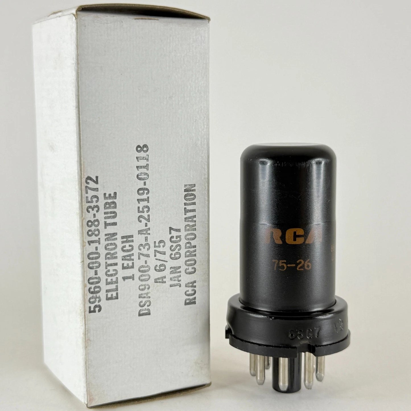(1) Tested 1975 JAN RCA 6SG7 Tube with Box Date Code 75-26 RCA 6SG7 Pentode Tube