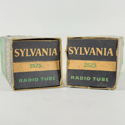 Tested Matched Pair Balanced 1956 Sylvania 25Z5 Tubes Boxes Codes 6-39 Rectifier