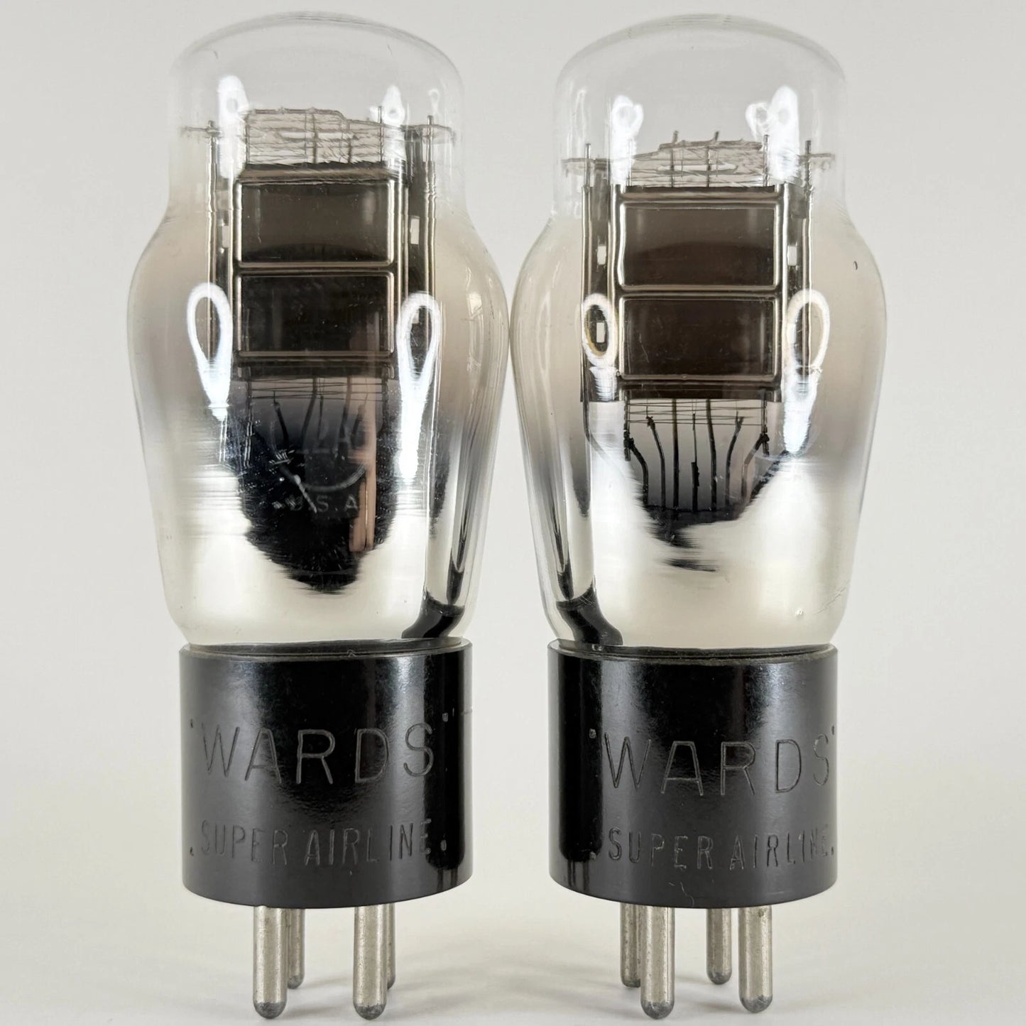Tested Matched Pair Wards Super Airline 12A Tubes Engraved Bases Codes R and I