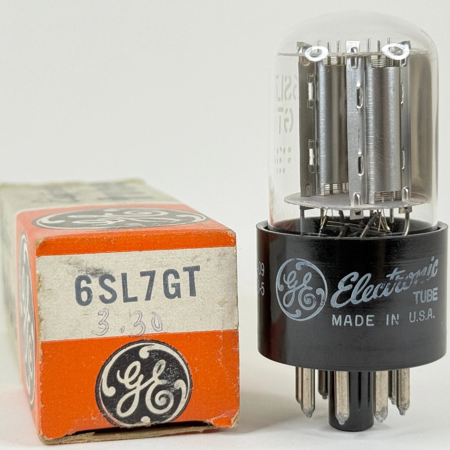 (1) Tested Balanced GE 6SL7GT Tube Silver Round Plates & Box Code 59-09 6SL7 GT