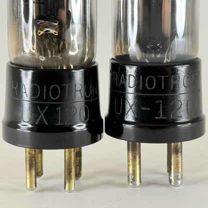 Tested Matched Pair of RCA Radiotron UX-120 Tubes Type 20 UX 120 Tubes UX120 (g)
