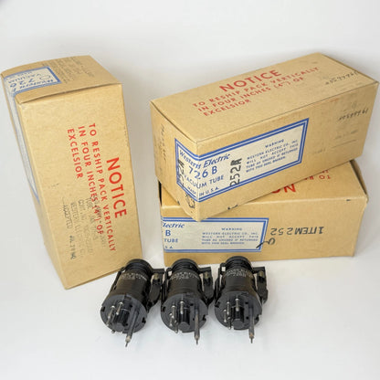 Lot of (3) 1943 Western Electric 726B Tubes and Boxes Tuned Oscillator Tubes