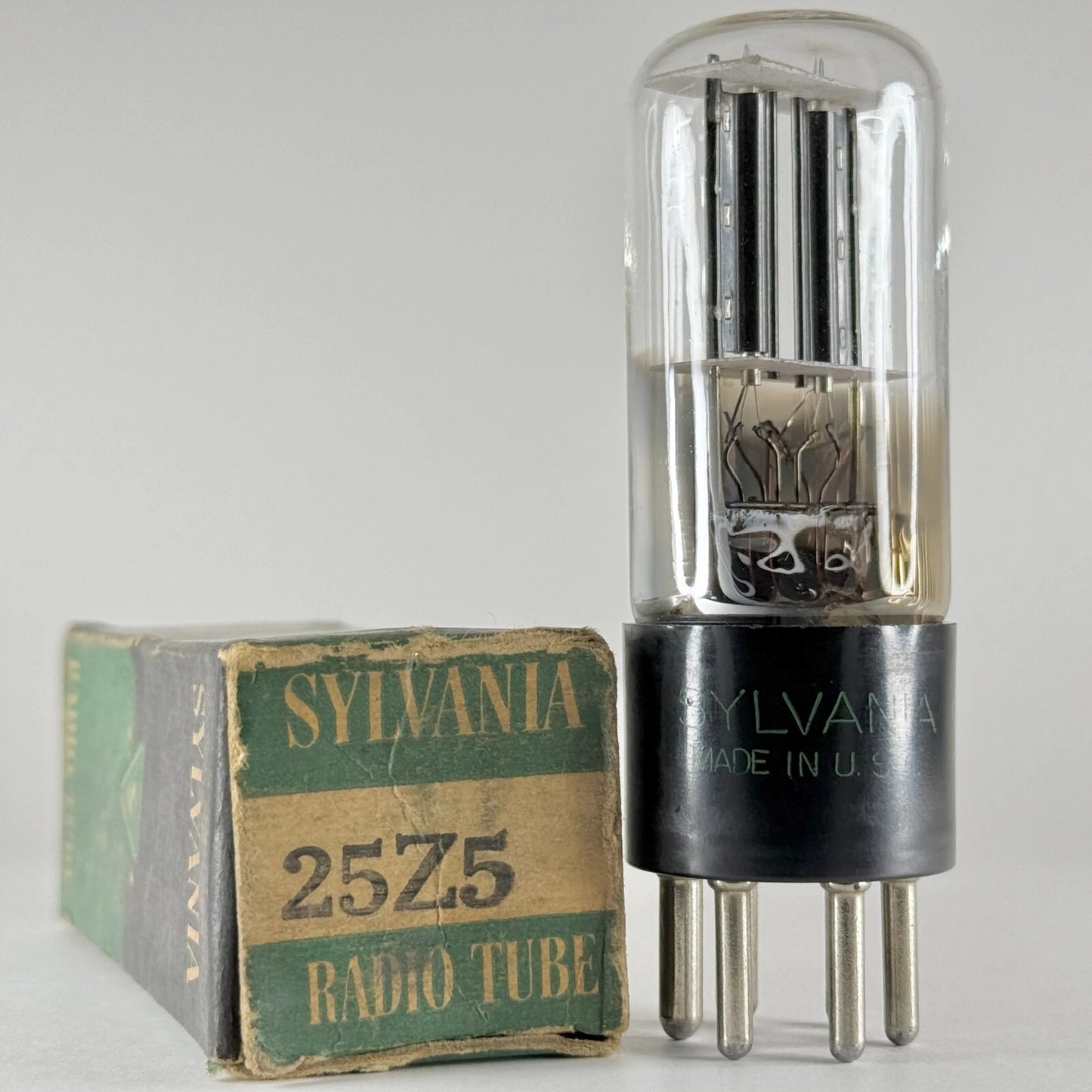 (1) Tested Balanced 1952 Sylvania 25Z5 Tube and Box Code 2-26 Rectifier (a)